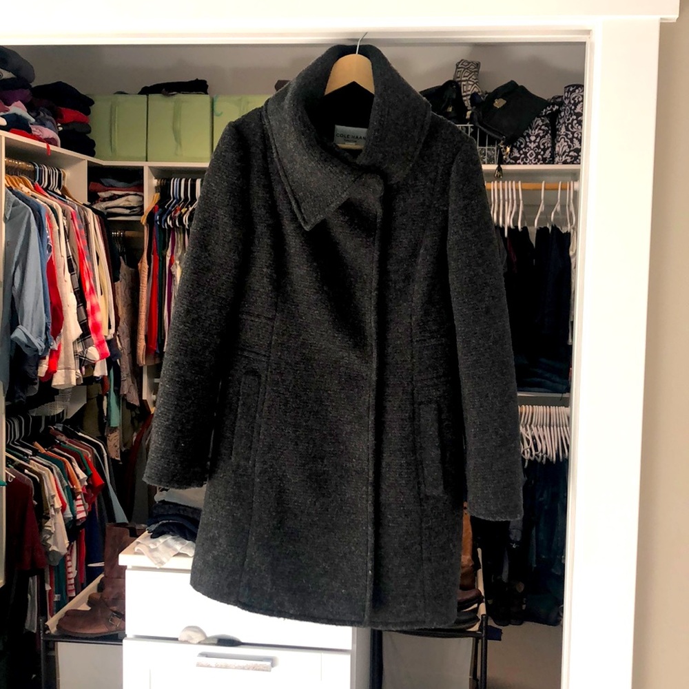 Cole Haan funnel neck wool coat sz 8